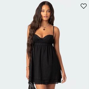 Edikted Bonny Lace Trim Cotton Mini Dress